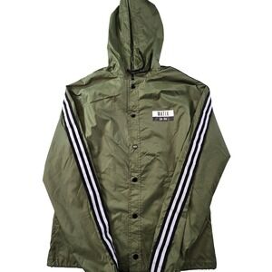 Matix Jacket Mens M Green Windbreaker Hooded Lined Snap Closure Lightweight